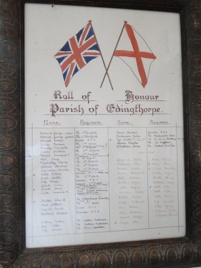 Roll of Honour Edingthorpe Church