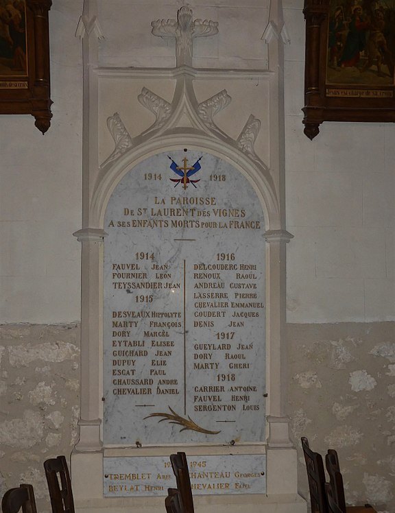 Oorlogsmonument Parochie van Saint-Laurent-des-Vignes #1