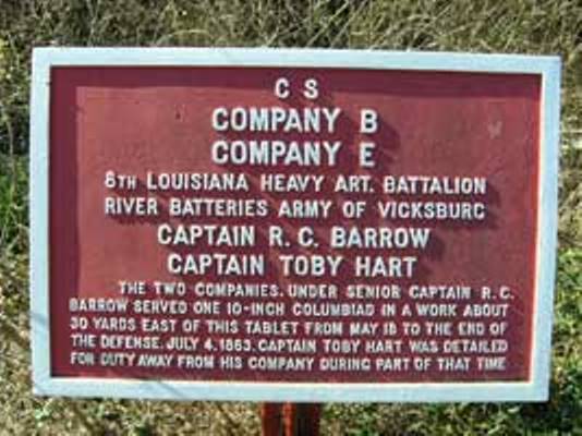 Position Marker 8th Battalion Louisiana Heavy Artillery (Confederates) #1