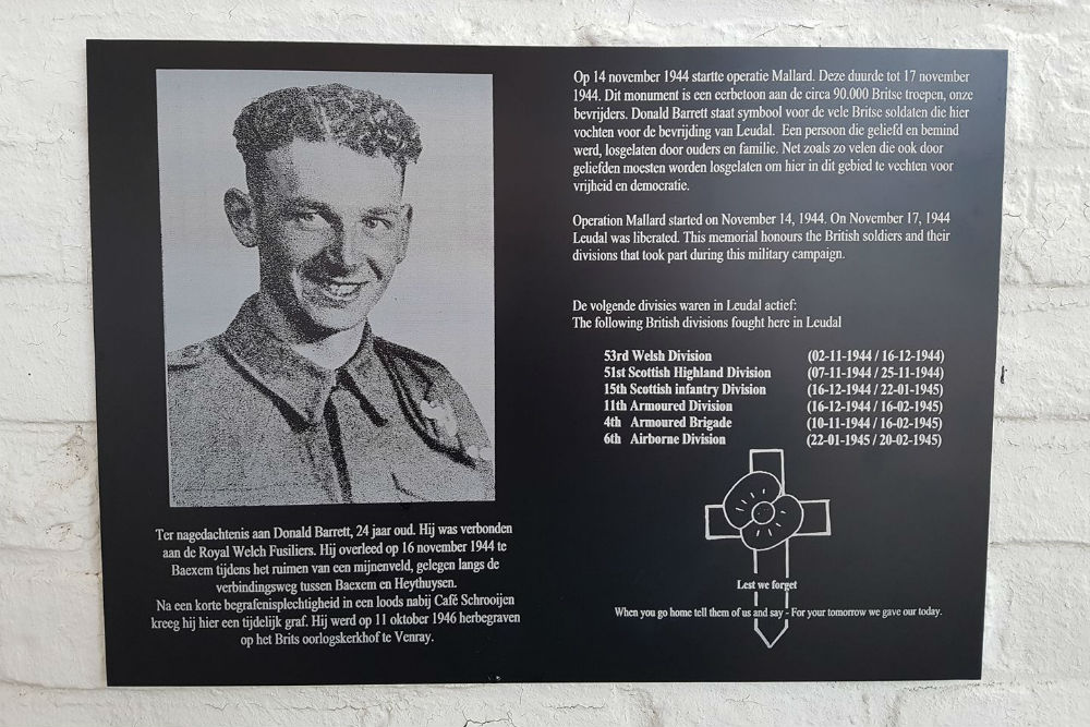 War Memorial Donald Barrett Baexem