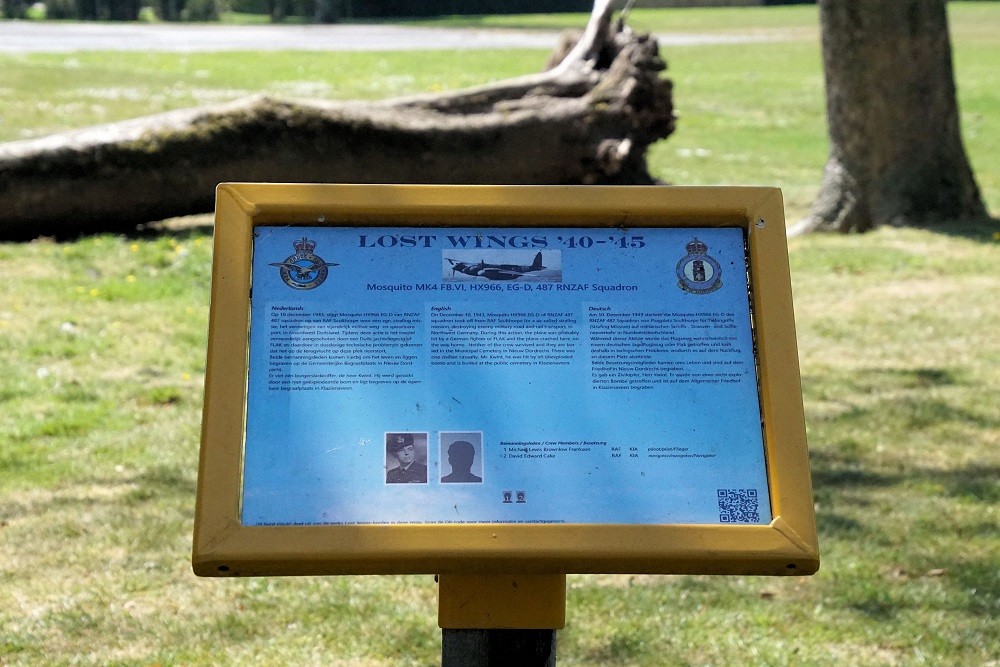 Memorial Sign Crash Location Mosquito Mk VI, HX966, EG-D, RNZAF 487 Squadron #3
