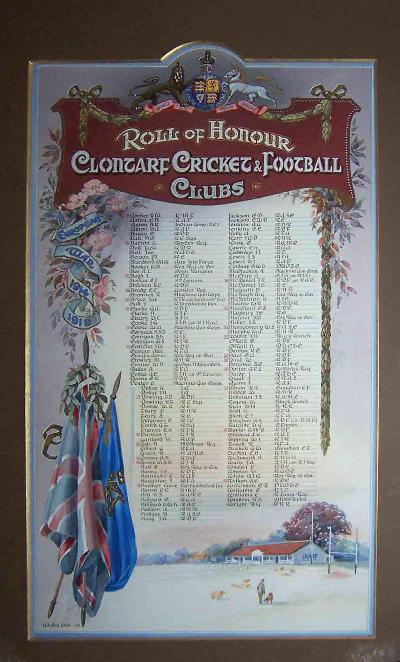 Roll of Honour Clontarf Cricket and Football Clubs