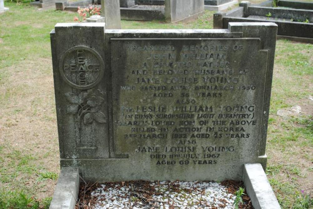 Herdenkingstekst Pte. Leslie William Young #1