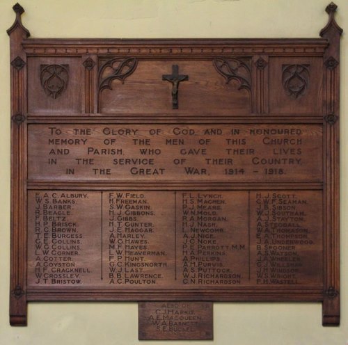 War Memorial St. James the Great Church Clapton