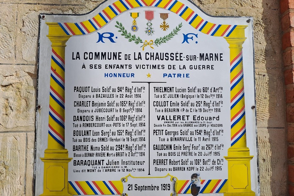 Gedenkteken La Chaussée-sur-Marne #2