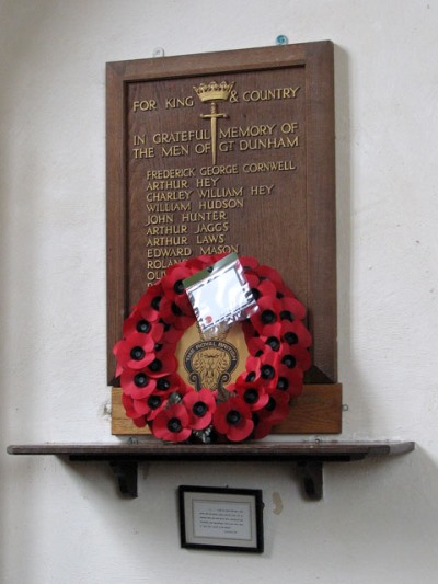 War Memorial Great Dunham Church