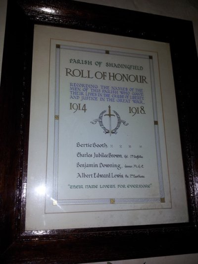 War Memorial Shadingfield Church