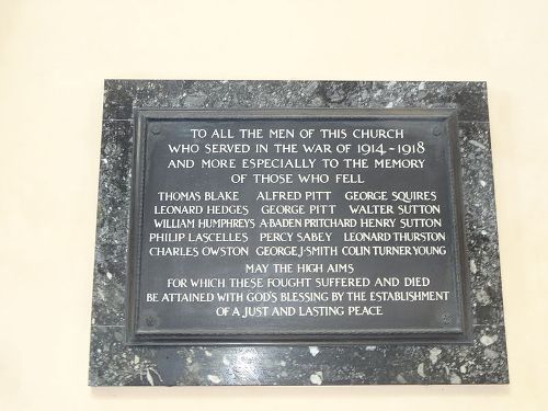 War Memorial Newington Green Unitarian Church #1