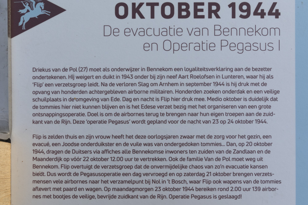 Informatiebord De Evacuatie van Bennekom en Operatie Pegasus I #3