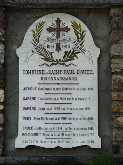 Oorlogsmonument Saint-Paul-d'Oueil