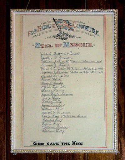 Roll of Honour Collon Church of Ireland