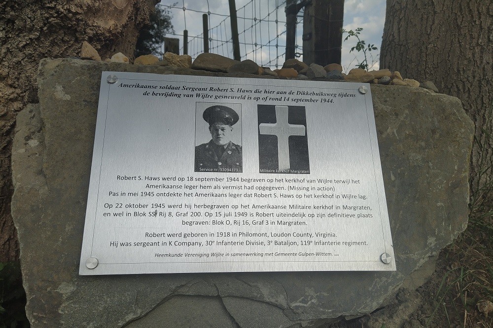 Memorial Stone Sgt. Robert S. Haws Wijlre #1