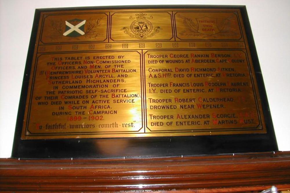 2nd Boer War Memorial 1st (Renfrewshire) Volunteer Battalion #1