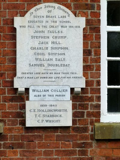 War Memorial Hickling School