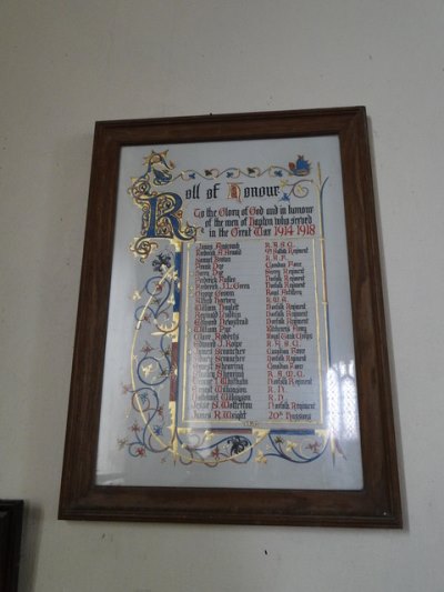 Roll of Honour Hapton Church