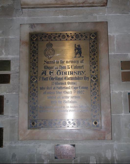 Memorials Anglo-Boer War St. Mary's Church Warwick #2