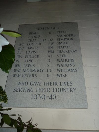 World War II Memorial Holy Rood Church