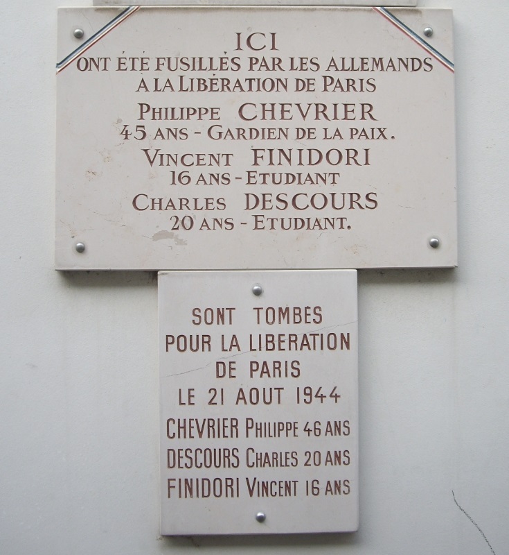 Gedenktekens Philippe Chevrier, Vincent Finidori en Charles Descours