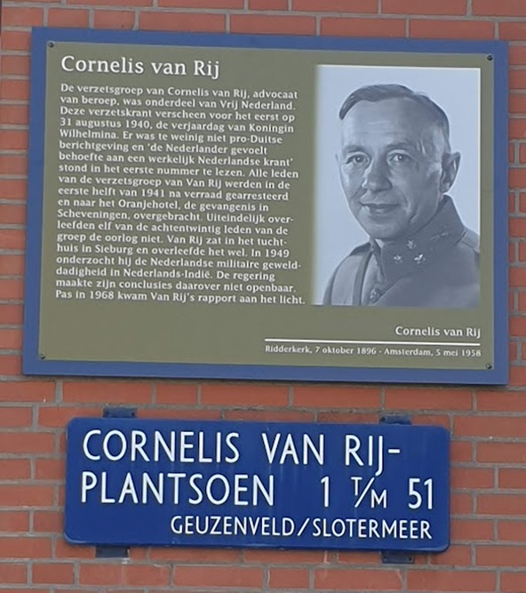 Herdenkingsborden Slotermeer Cornelis van Rijplantsoen #2