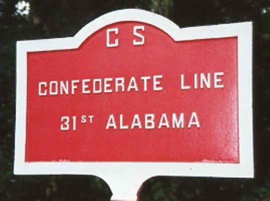 Position Marker 31st Alabama Infantry (Confederates) #1