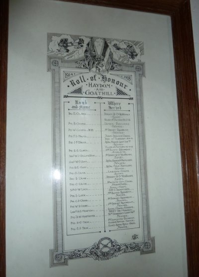Rolls of Honour St. Peter Church Goathill #2
