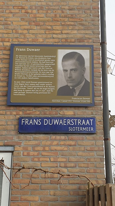 Herdenkingsborden Slotermeer Frans Duwaerstraat #2