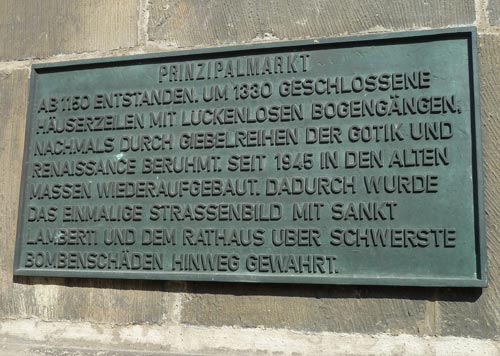 Gedenktekens Verwoesting en Wederopbouw Prinzipalmarkt / St. Lamberti Kirche Mnster #1