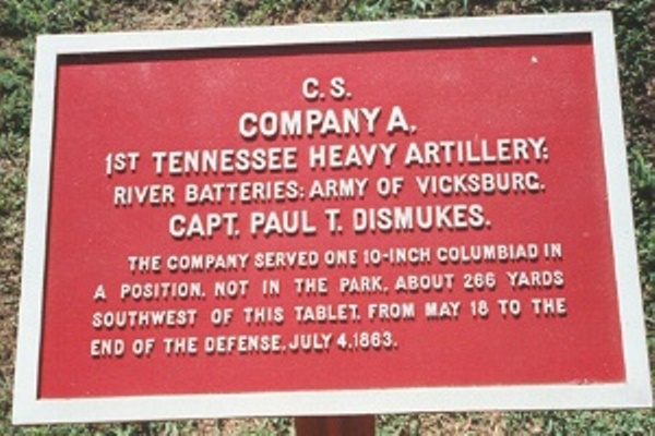 Positie-aanduiding 1st Tennessee Heavy Artillery, Company A, B en D (Confederates)