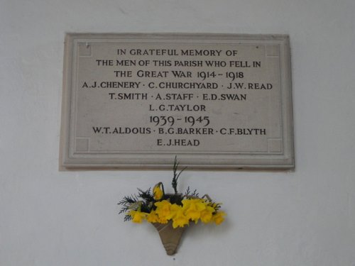 Oorlogsmonument Withersdale Church