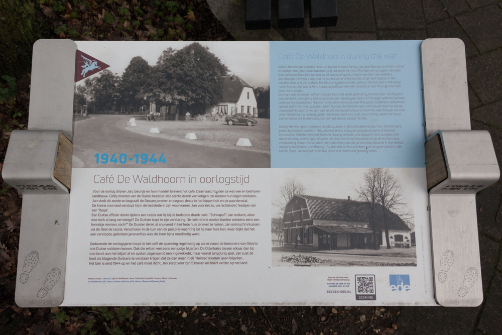 Information Sign Café De Waldhoorn during the war