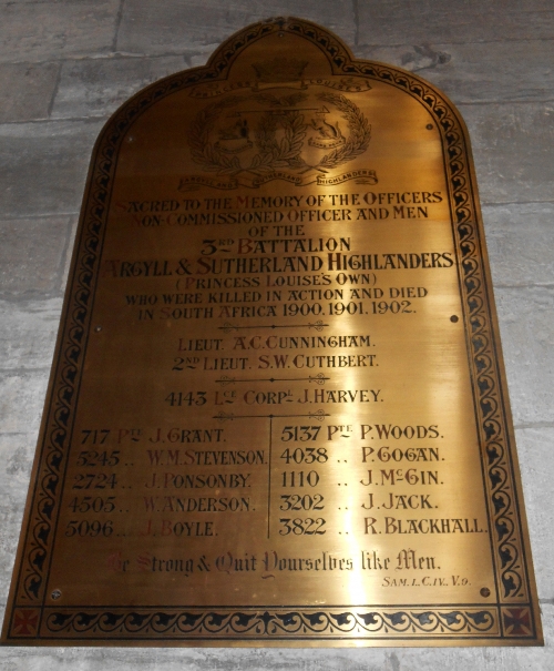 Boer War Memorial 3rd Battalion Argyll and Sutherland Highlanders #1