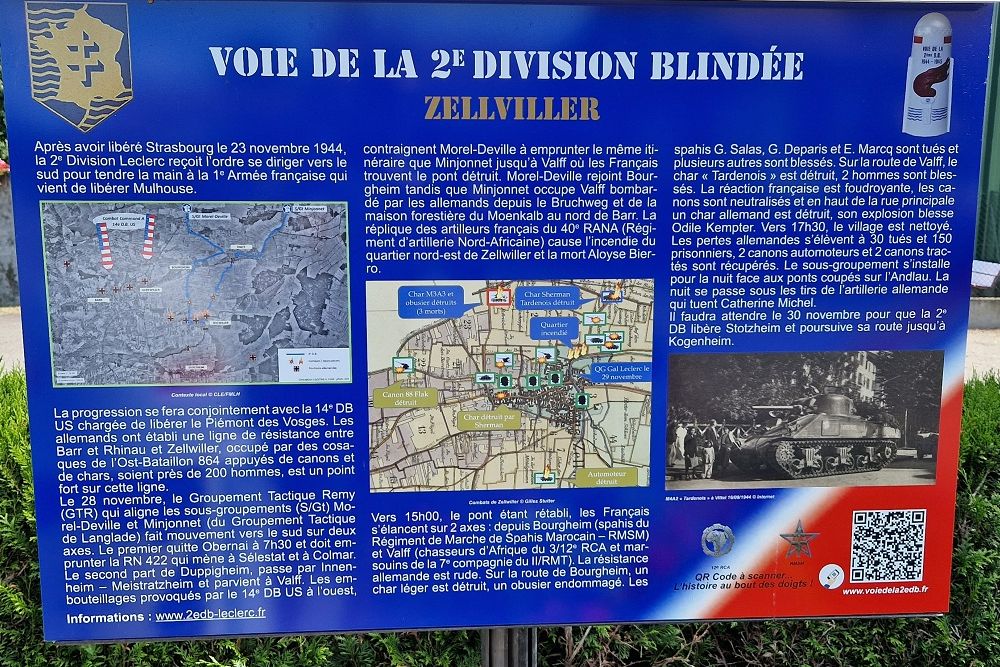 Routemarker 2nd French Armoured Division Zellwiller #3