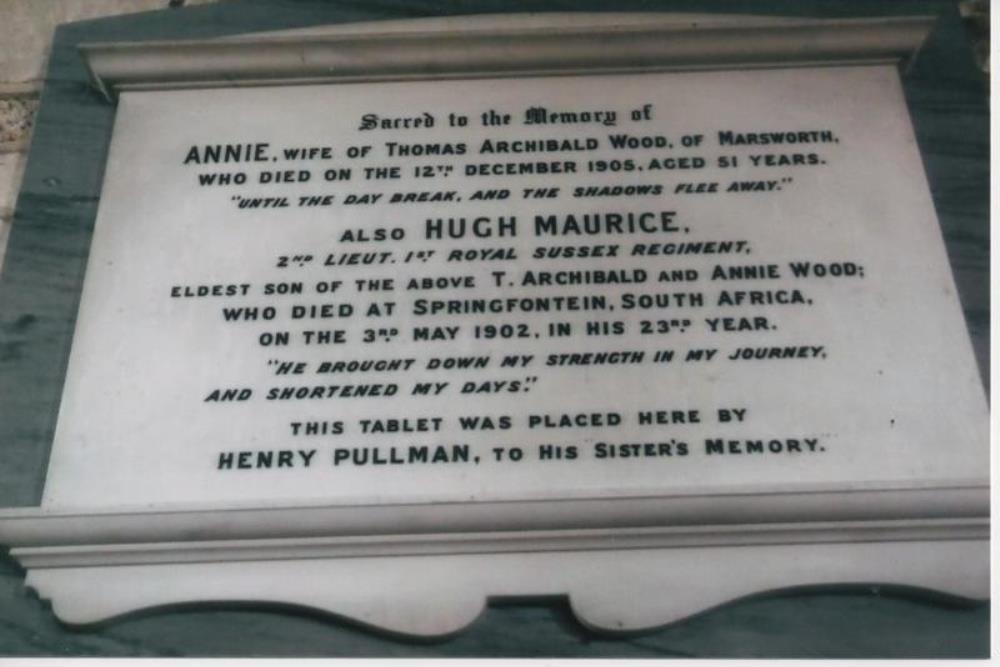 Memorial 2nd Lieut. Hugh Maurice Wood #1