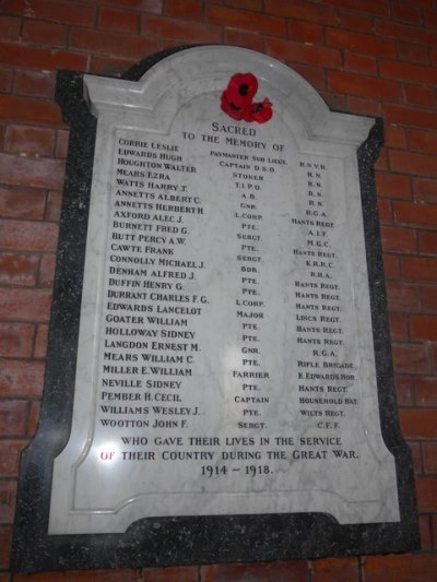 Monument Eerste Wereldoorlog St. Thomas Church