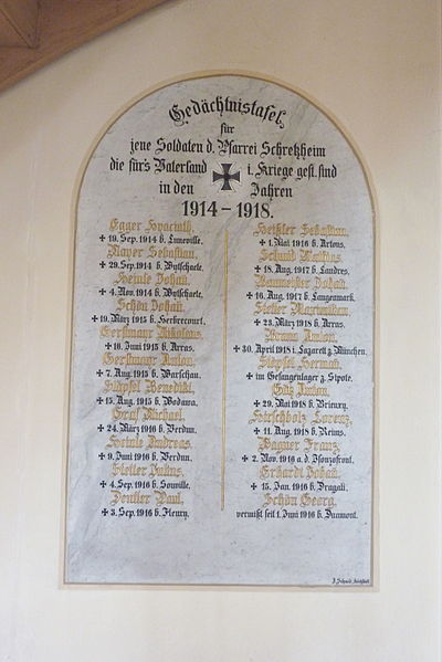 War Memorial Pfarrkirche Maria Rosenkranzkönigin Schretzheim