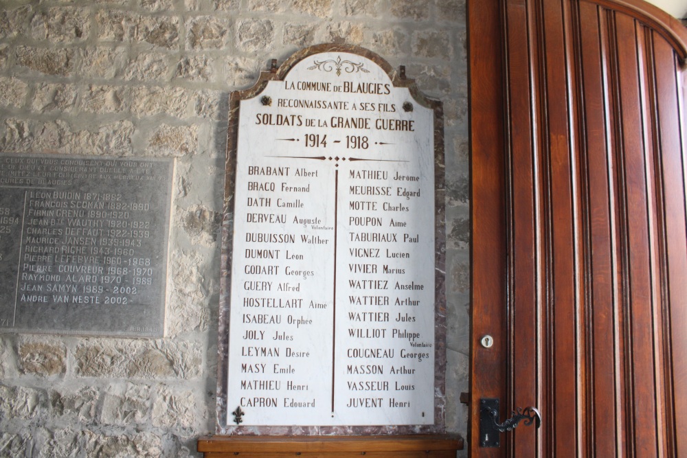 Commemorative Plate First World War Blaugies