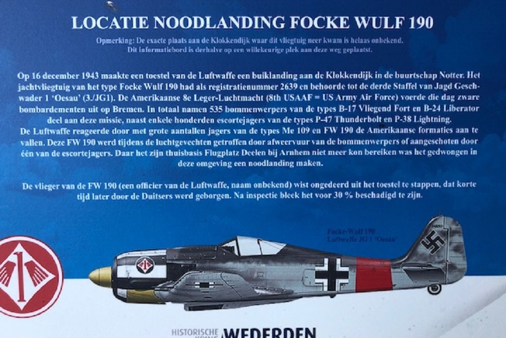 Crashlocatie Focke Wulf 190 Klokkendijk Wierden #3