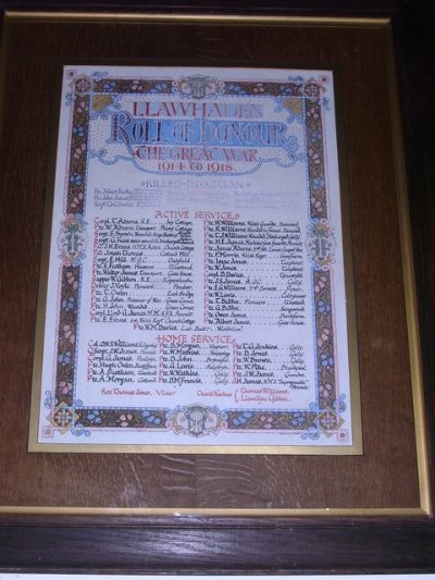 Roll of Honour Llawhaden Church