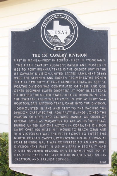 Texas Historic Marker - First Cavalry Division