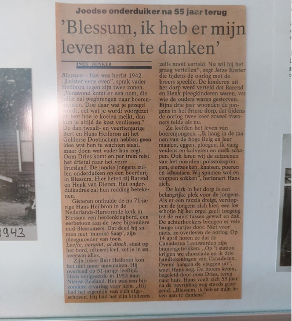 Plaque People In Hiding Mariakerk Blessum #3