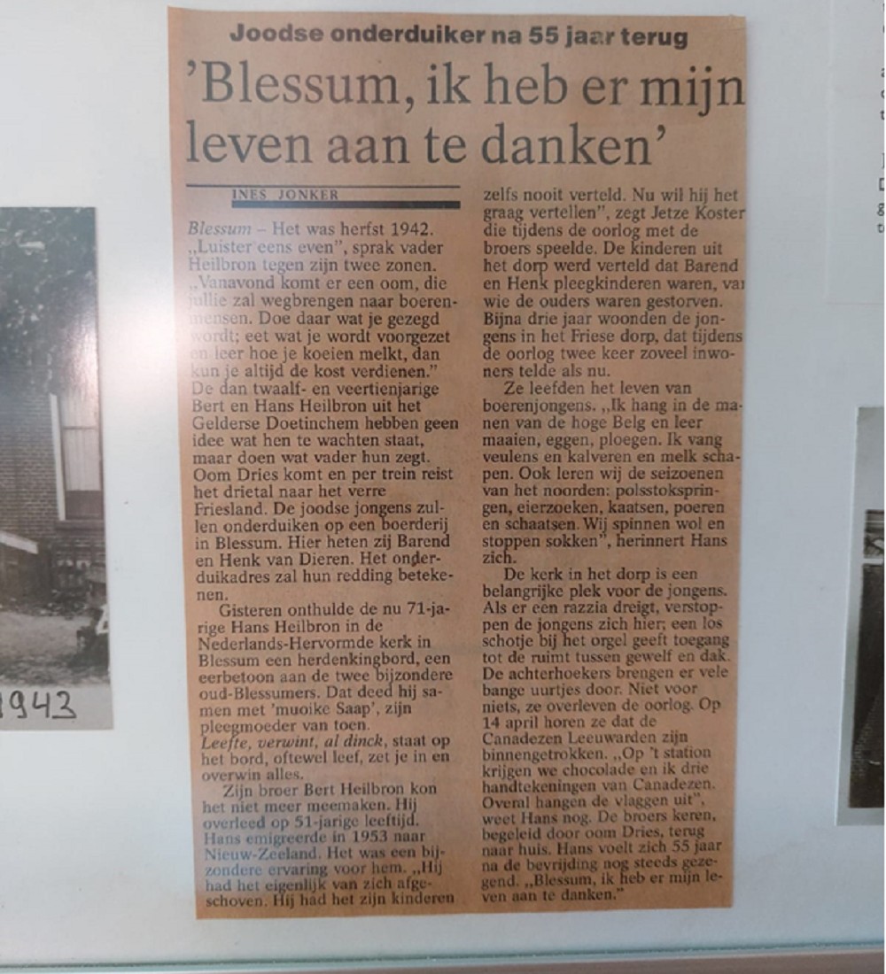 Plaquette Onderduikers Mariakerk Blessum #3