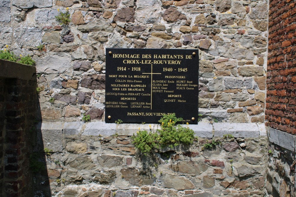 Commemorative Plaque War Victims Croix-lez-Rouveroy #1