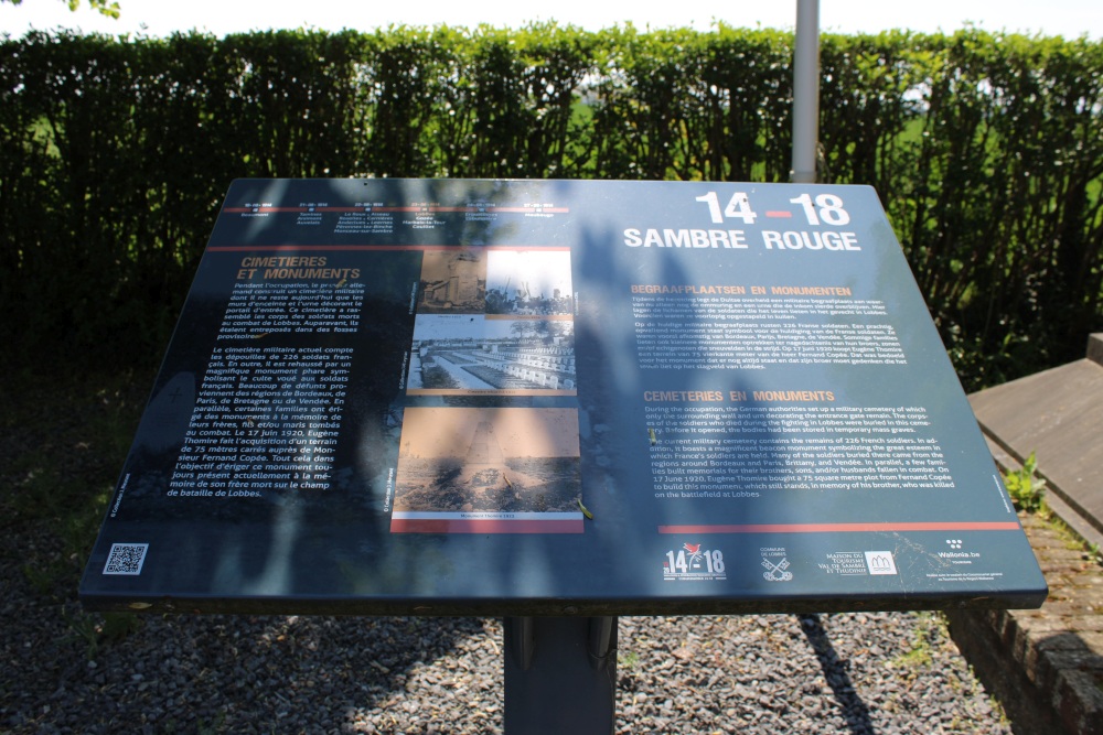 Informatiebord 14-18 Sambre Rouge - Begraafplaatsen en Monumenten