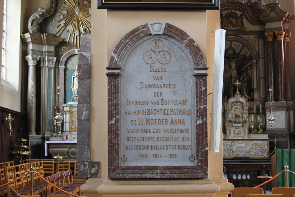 Commemorative Plate First World War Bottelare