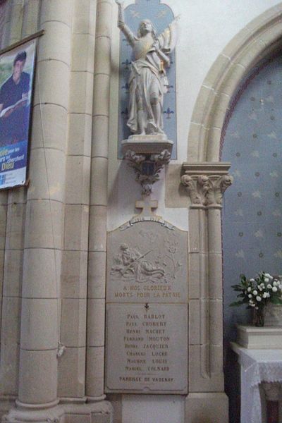 Oorlogsmonument Kerk Vadenay