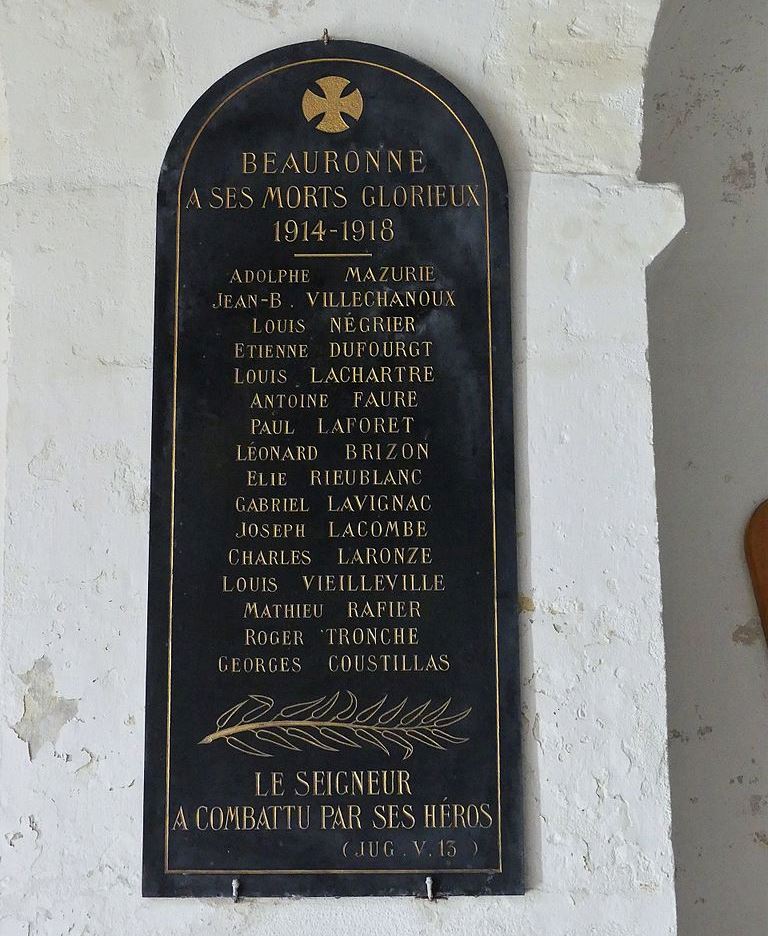 Monument Eerste Wereldoorlog Beauronne #1