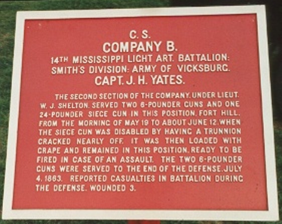 Positie-aanduiding 14th Mississippi Battalion Light Artillery, Company B (Confederates) #1