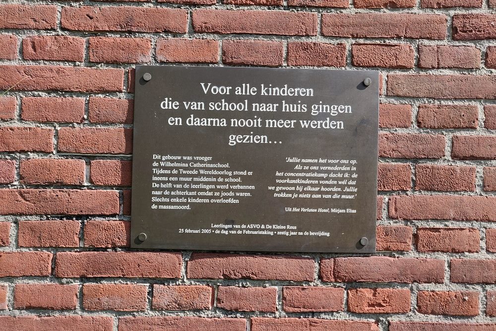 Plaque Wilhelmina Catharina School Amsterdam #1