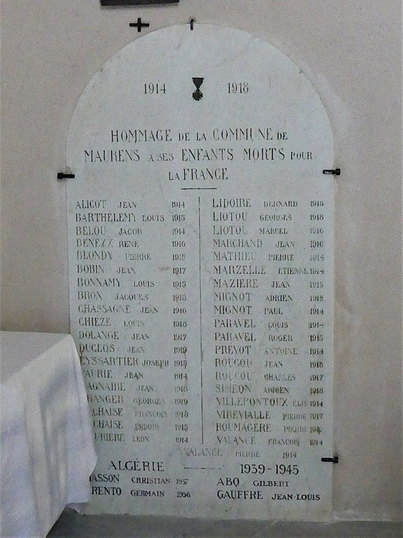 War Memorial Maurens Church