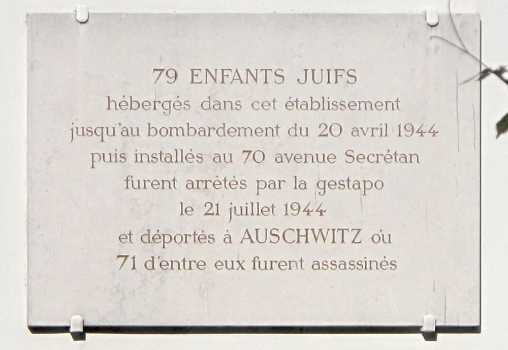 Memorial Jewish Children Montmartre